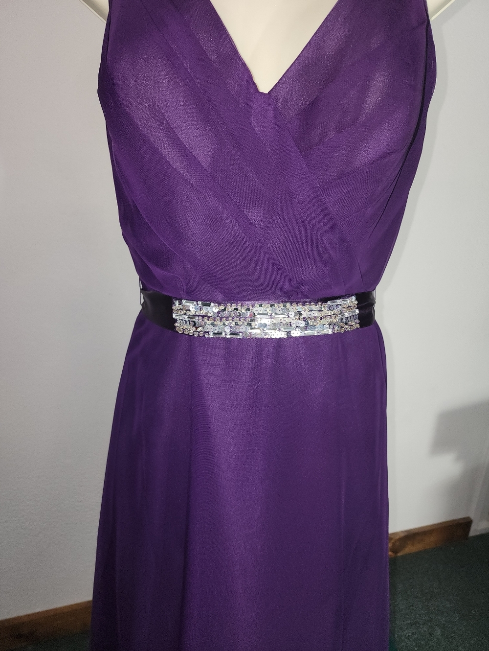 Davinci Dress Rhinestones and Sequins Ribbon Belt Sash Purple Size 10 - Picture 8 of 16